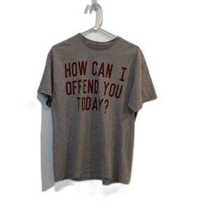 Spencer’s graphic T-Shirt size Large gray with dark red lettering Funny Saying